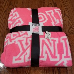 Victoria's Secret PINK White and Pink Blanket NWT